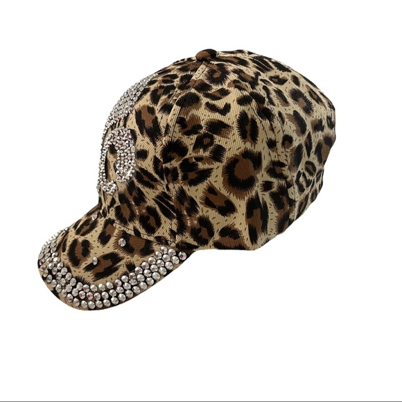 Leopard Rhinestone Fleur-de-lis Cap | NWOT - Picture 3 of 4